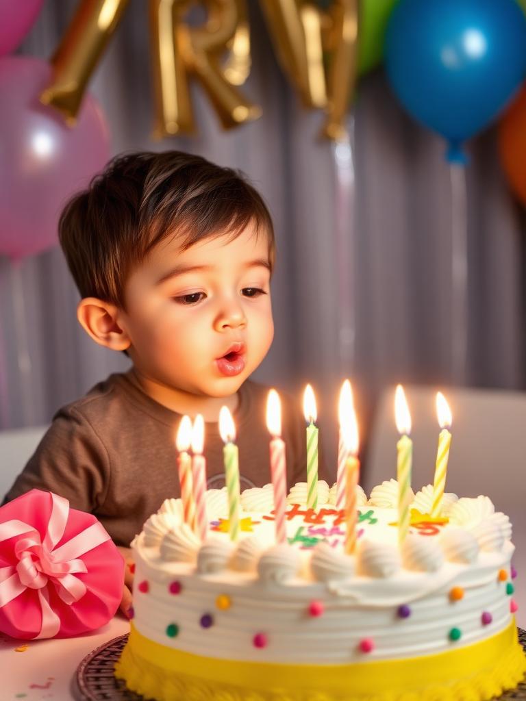 A birthday celebration photo before turning it into a coloring page