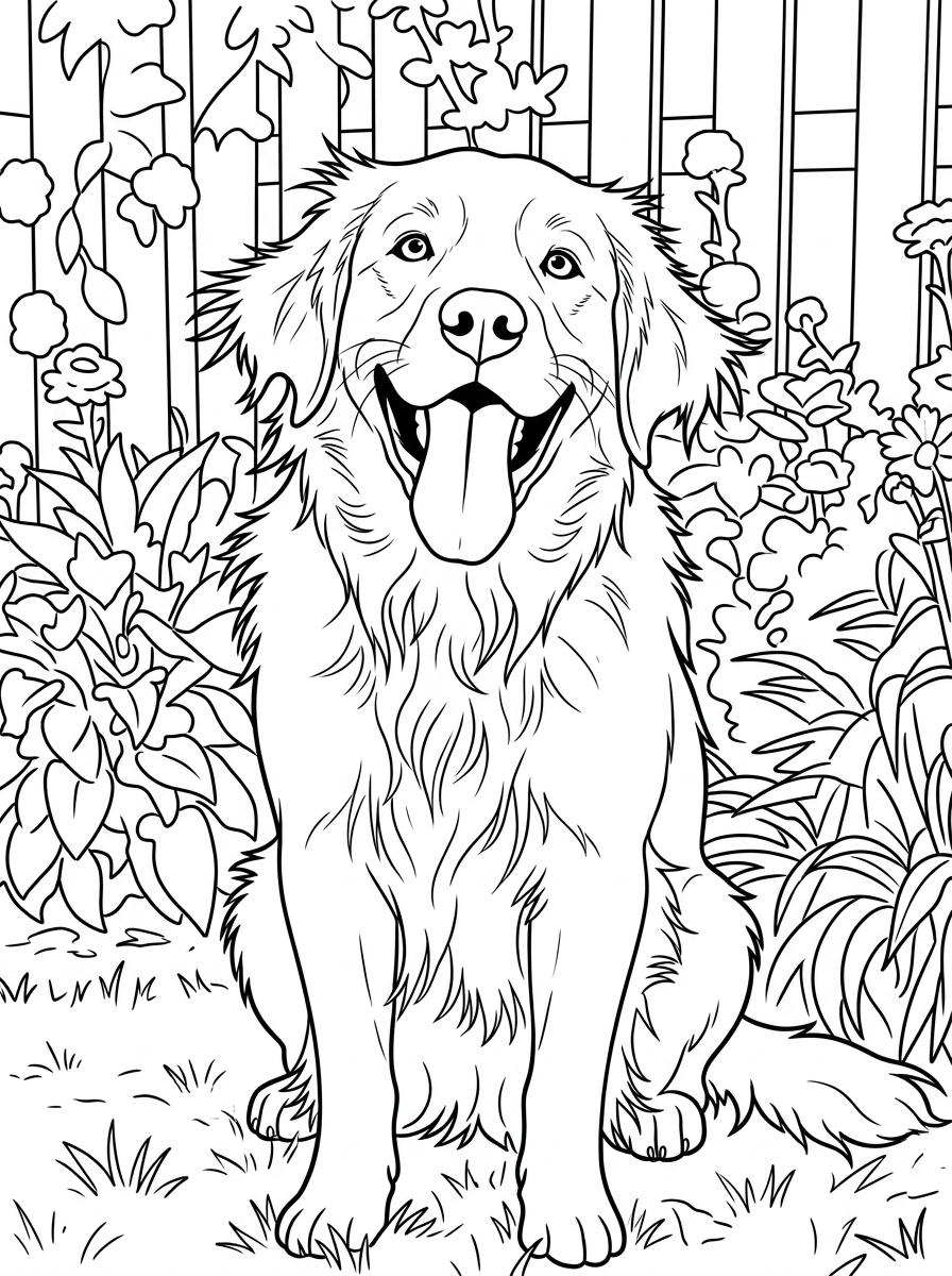 A dog coloring page made from a personal photo