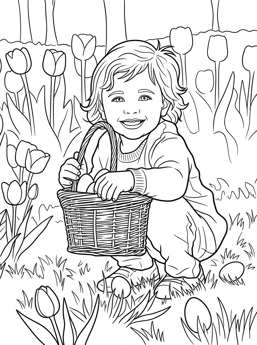 An Easter coloring page made from a personal photo