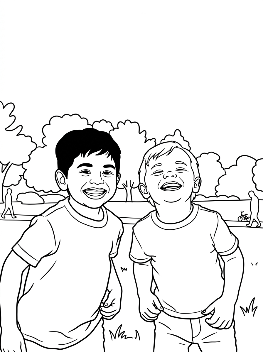 Children coloring page made from a personal photo