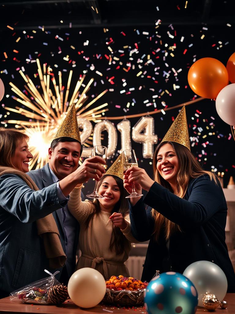 A New Year photo before turning it into a coloring page