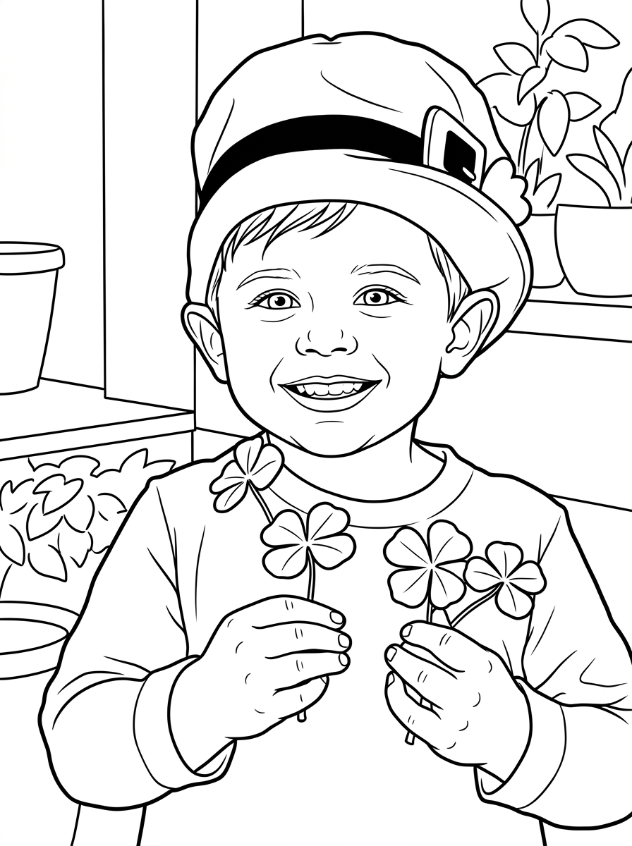 A St Patrick's Day coloring page made from a personal photo