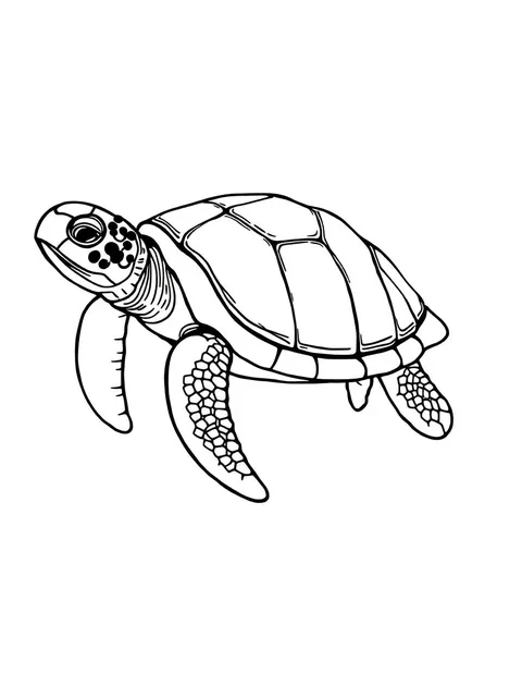Black-and-white line-art coloring page of a sea turtle swimming